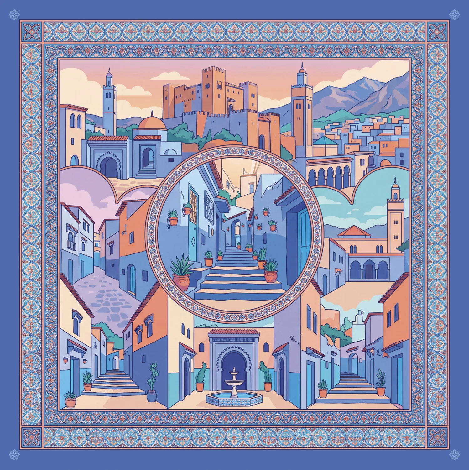 Foulard Ascension Azur — les ruelles bleues de Chefchaouen